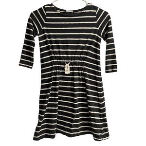 Crewcuts J.Crew Girls Size 8 Dress Dark Gray Cream Stripes